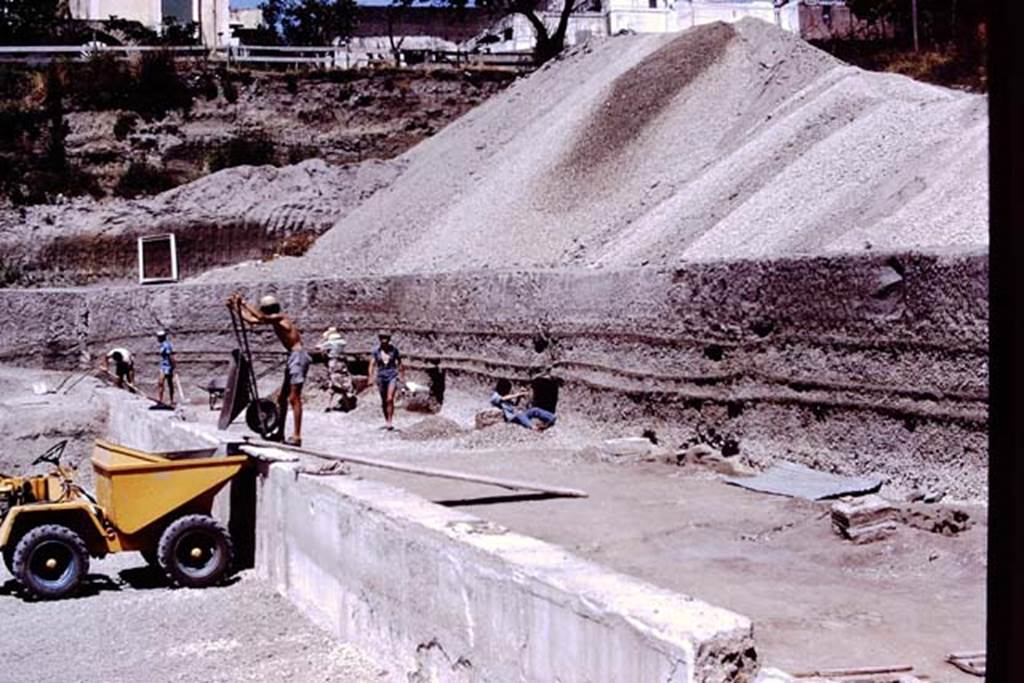 Oplontis, 1978. Area 92, looking north along east side of pool. Photo by Stanley A. Jashemski.   
Source: The Wilhelmina and Stanley A. Jashemski archive in the University of Maryland Library, Special Collections (See collection page) and made available under the Creative Commons Attribution-Non Commercial License v.4. See Licence and use details. J78f0297
