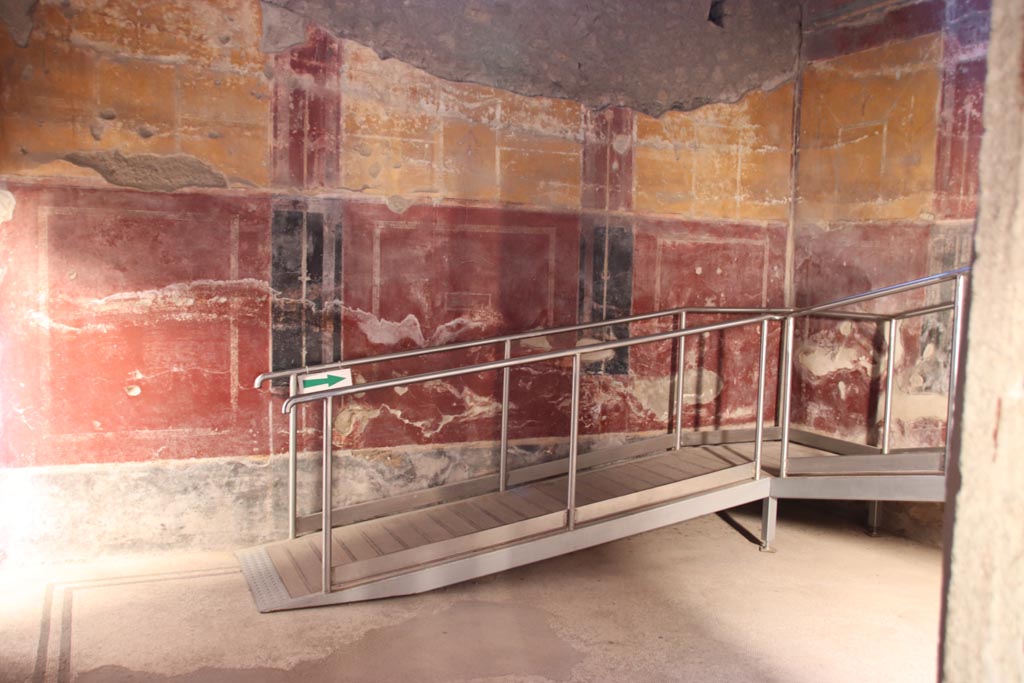 Oplontis Villa of Poppea, October 2022. 
Room 18, looking towards north wall and north-east corner in tepidarium of baths’ complex. Photo courtesy of Klaus Heese.
