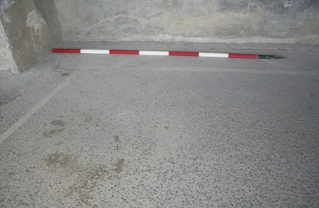 Stabiae Secondo Complesso ambiente 15. 2015. South-east corner.
Photo courtesy of Carmela Ariano, Varano, Secondo Complesso, cubicolo 15, tessellato monocromo, in TESS – scheda 18032.
http://tess.beniculturali.unipd.it/web/scheda/?recid=18032 
Use: CC BY-NC-SA 2.5
See PISAPIA, M. S. 1989, in Mosaici antichi in Italia, Regione prima. Stabia, Roma, p. 53, tav. XXVIII.

