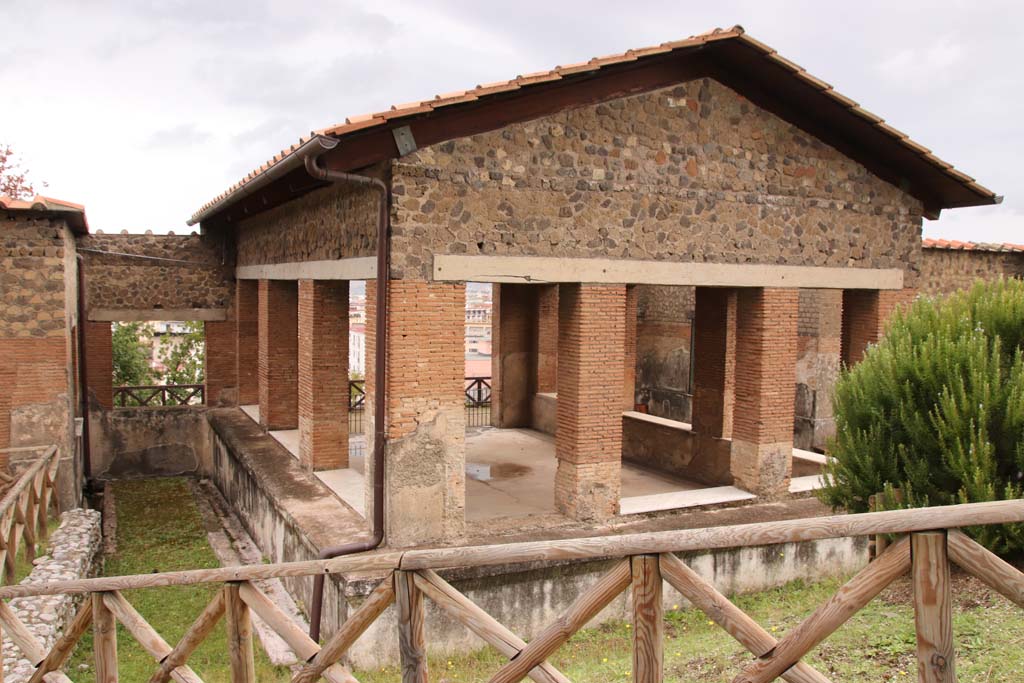 Stabiae, Villa Arianna, October 2020. Looking north towards Triclinium A with room D on left. Photo courtesy of Klaus Heese.