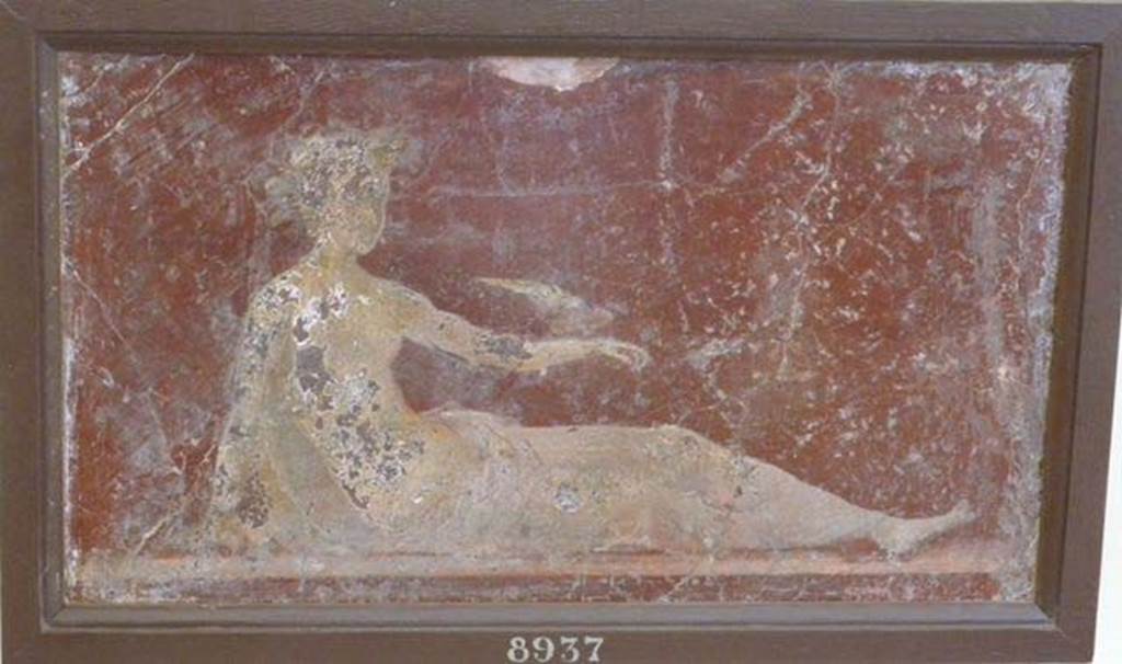 Stabiae, Villa Arianna, found 24th March 1760. Room 5, seated woman.
Now in Naples Archaeological Museum. Inventory number 8937.
See Sampaolo V. and Bragantini I., Eds, 2009. La Pittura Pompeiana. Electa: Verona, p. 465.
See Pagano, M. and Prisciandaro, R., 2006. Studio sulle provenienze degli oggetti rinvenuti negli scavi borbonici del regno di Napoli.  Naples: Nicola Longobardi, p. 245.
