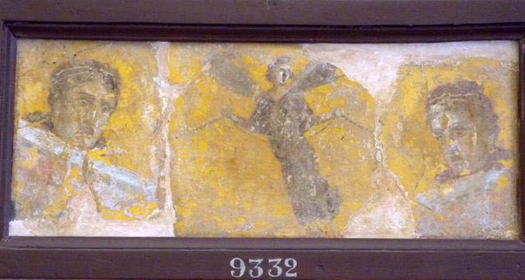 Stabiae, Villa Arianna, found 16th June 1759. Room W.28.
Painting of winged Psyche with outstretched arms holding a ribbon, also two heads.
Now in Naples Archaeological Museum. Inventory number 9332. 
See Pagano, M. and Prisciandaro, R., 2006. Studio sulle provenienze degli oggetti rinvenuti negli scavi borbonici del regno di Napoli.  Naples: Nicola Longobardi, p. 242.
