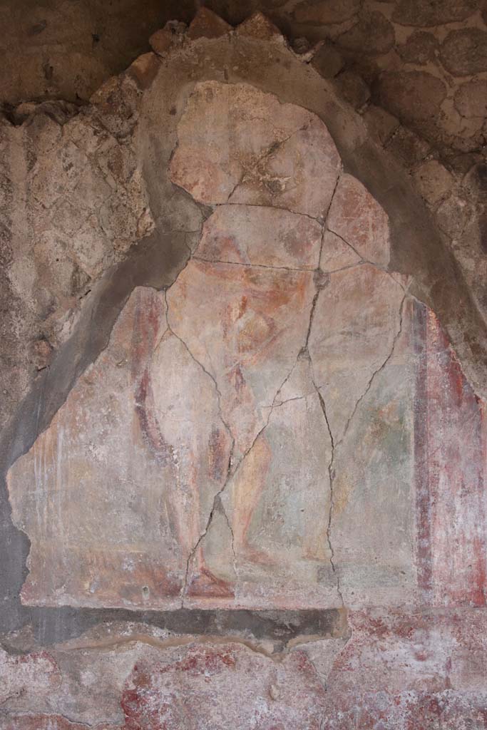 Stabiae, Villa Arianna, September 2021.
Room 17, detail of central wall painting on south wall. Photo courtesy of Klaus Heese.