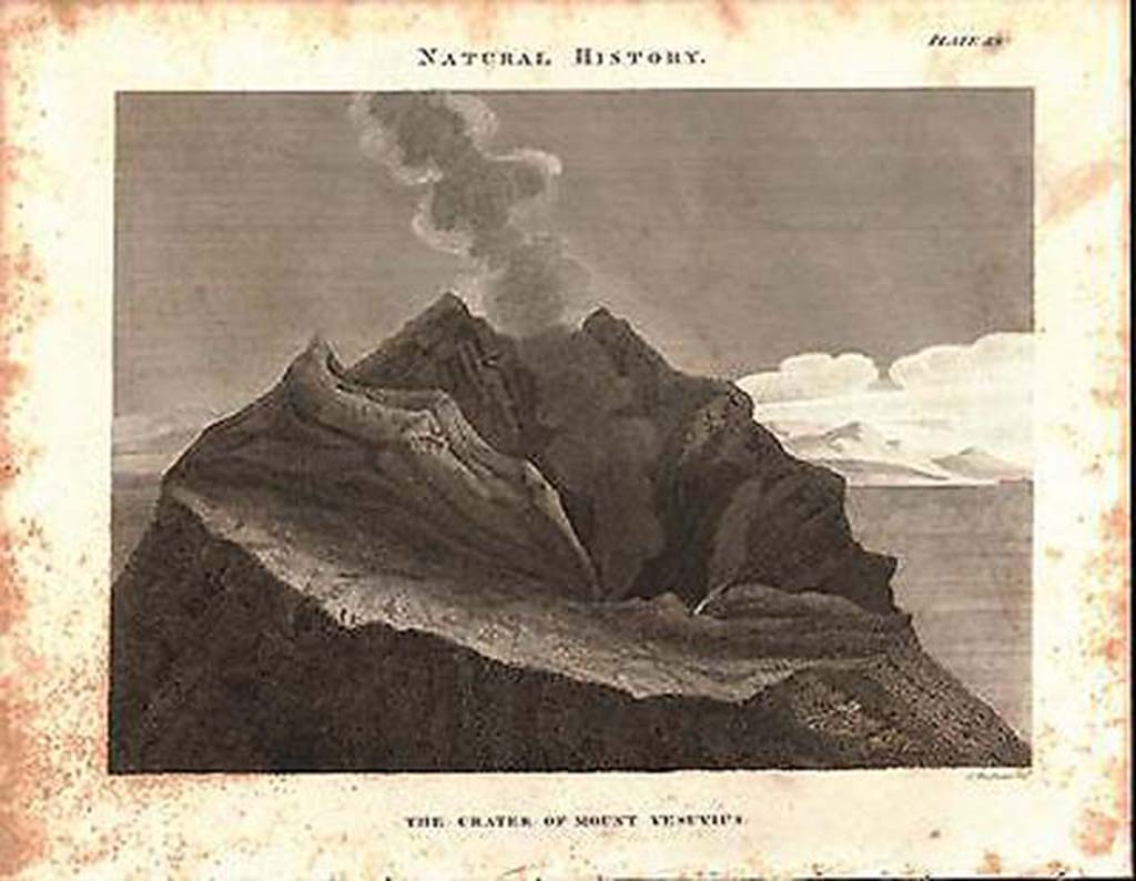 Vesuvius 1834 in antique print.