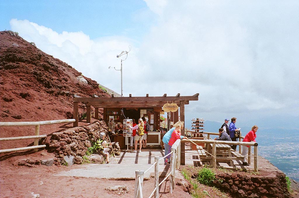 Vesuvius, June 2010. The sign reads La Capannuccia (the little hut), quota (at an altitude of) 1167slm. Photo courtesy of Rick Bauer.